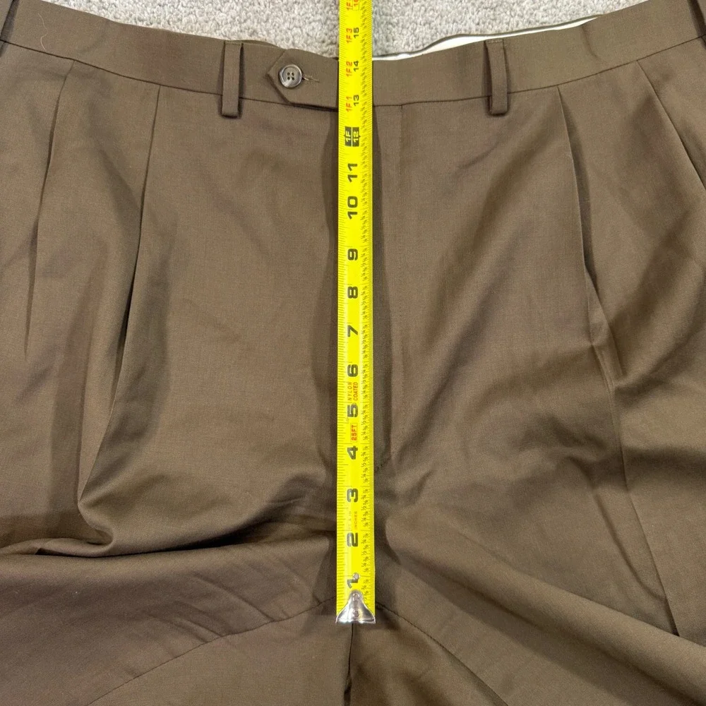 Lauren Ralph Lauren Dress Pants Men 48R Brown Wool Cashmere Pleated Cuffed Luxe - Picture 4 of 7
